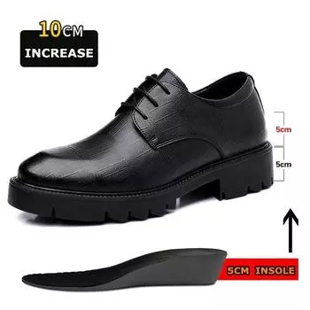 Hidden Heel 8/10CM Cow Leather Men Shoes Office Work Elevator Shoes Brand Man Business Oxfords Footwear Suit Shoes Lift Sneakers 37