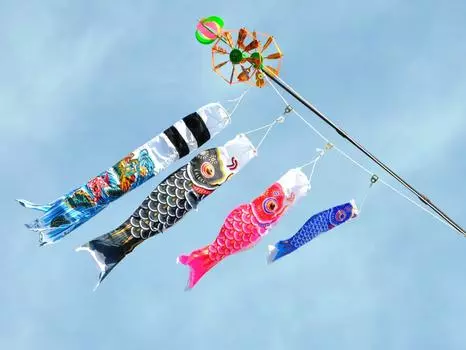 Hidemitsu Doll Studio Mini Size Carp Streamer Hiryuko Полный комплект с монтажным оборудованием ZC6051A 1.1m