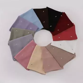 Хиджаб из жемчужного шифона с каплями воды и бриллиантами — стиль Ближнего Востока и Малайзии 175cm песочный/жёлтый