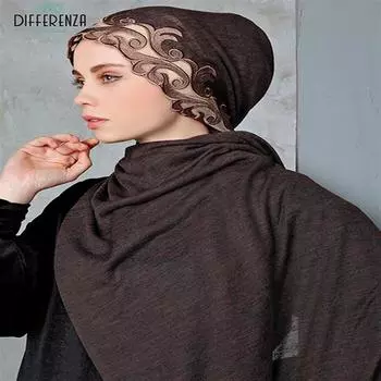 Хиджаб Платок Платок Абая Трико Вышитый Трикотаж Мусульманская Одежда Аксессуары Турция