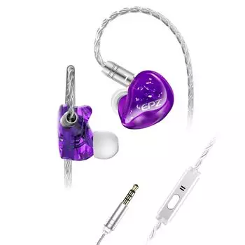 Hifi Kingdom EPZ K1 wired canal earphones molded with a 3D 1BA 1DD large dynamic HiFi noise PURPLE printer, + 9.2mm titanium-plated driver, 3.5mm