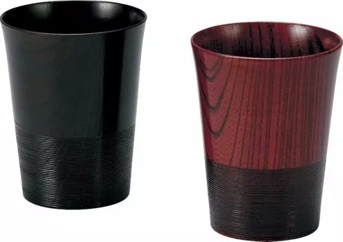 Higashide Lacquerware Tall Cup TUSTAE 200ml Black Vermilion Pair Set 6049 Den &