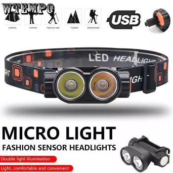 High Beam Distant Double Head Lamp Usb Charging Head Lamp Magnetic Dual Light Source Maintenance Work Lamp чёрный