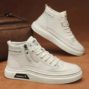 High board men s shoes spring British style casual leather shoes men s solid color business casual new elastic band versatile board shoes 39