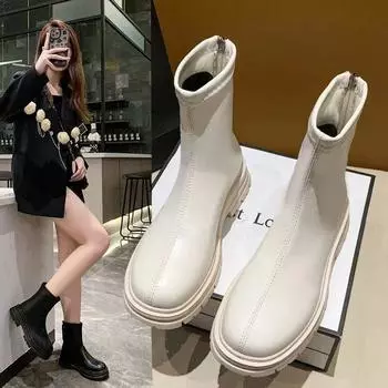 High boots women s autumn and winter 2025 new Korean version versatile boots rear zipper thin boots but knee mid boots 35