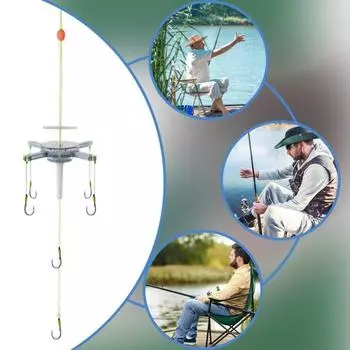 High Carbon Steel Explosion 5 Hooks Fishing Lure Bait Silver Carp Trap Feeder Cage Sharp Fishing Hook with Line Pressing Board 10