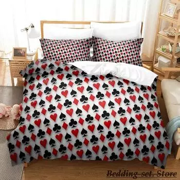 HIGH CARD Poker Bedding Set Single Twin Full Queen King Size Bed Set Adult Kid Bedroom Duvetcover Sets Anime Parure de lit Bed 70x133cm 2pcs