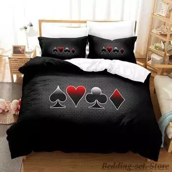 HIGH CARD Poker Bedding Set Single Twin Full Queen King Size Bed Set Adult Kid Bedroom Duvetcover Sets Anime Parure de lit 70x133cm 2pcs