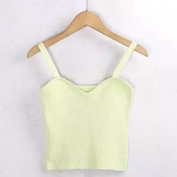High Elastic Fashion Vertical Bar Export Tail Single Camisole Green M