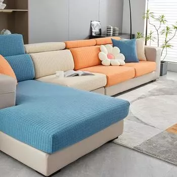 High Elastic Plaid Suede Sofa Cover Non-Slip Simple Modern Sofa Cover All-Inclusive Universal Cover 50-65cm*50-65cm*5-20cm светло-серый