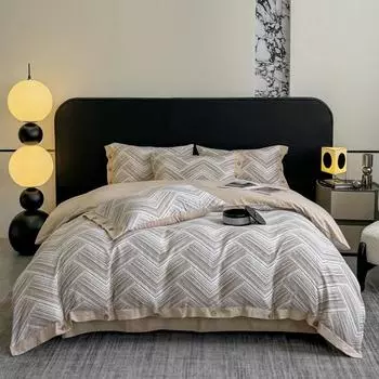 High-End Abraded 4Pcs Set Of Pure Cotton Thickened Light Luxury Cotton Super Soft Bedding Direct Sales 1.5m bed sheet 4pc