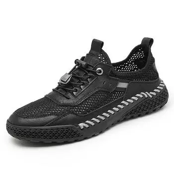 High End Brand High-quality Fabric Men s Hiking Shoes Breathable Mesh Shoes Wear-resistant Non Slip Men s Sports Shoes 38 чёрный