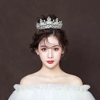 Высококачественная свадебная корона из сплава со стразами, круглая корона, тиара, свадебное платье, аксессуары, ювелирные изделия
