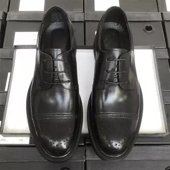 Высококачественные кожаные туфли Brock с гравировкой, мужские деловые кожаные дышащие повседневные туфли для поездок на работу, мужские свадебные туфли для костюма 38 чёрный