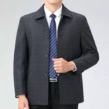 High-end cashmere jacket for men, middle-aged dad, business lapel top, men s casual woolen woolen spring and autumn jacket 170