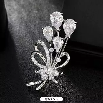 High-end crystal temperament brooch female swan snowflake luxury atmospheric brooch sweater pin suit trendy accessories