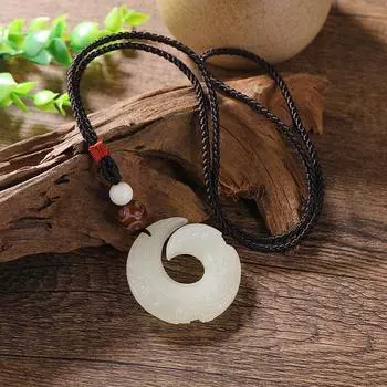 High-end dragon pattern hook white jade necklace, long versatile men s and women s accessories, retro literary temperament, jade pendant, sweater