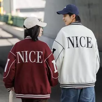 Высококачественная мужская бейсбольная майка с вышитым алфавитом, модное свободное пальто на весну и осень M чёрный