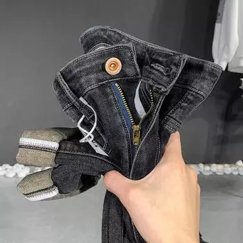 High End Embroidery Men s Stretch Jeans Slimming Small Straight Tube Men s Casual Pants 31