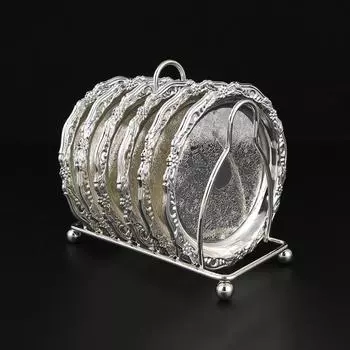 High-end fruit plate set, cake plate,coasters, snacks, dried fruit plate, silver storage plate, home hotel supplies серебряный