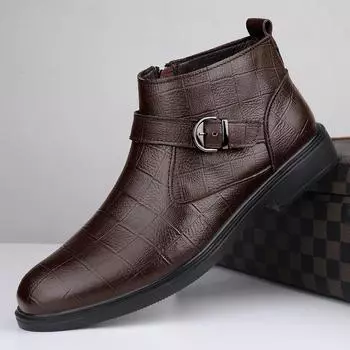 High-end Genuine Leather Men Shoes Italian Black Formal Boots Winter Chelsea Boots British Style Dress Business Boots for Men 38