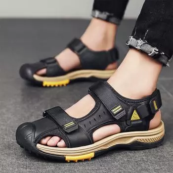 High-end leather bag head sandals men s sports beach shoes outer wear 38