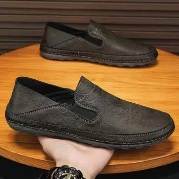 Высококачественные кожаные повседневные туфли большого размера из натуральной кожи, мужская обувь Doudou 38 светло-коричневого