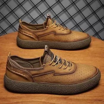 High-end leather men s shoes casual sports shoes breathable soft-soled fashion board shoes 38