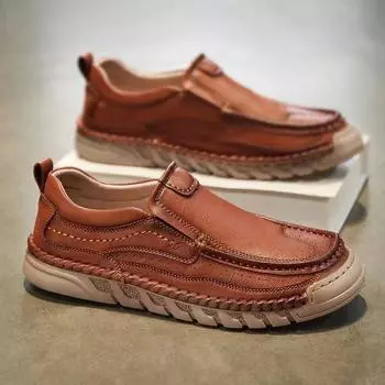 Высококачественные кожаные туфли мужские повседневные туфли в стиле ретро плоские дорожные туфли 38