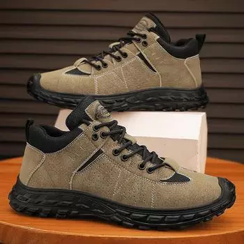 High-end leather sports and leisure shoes outdoor mountaineering tooling shoes men 39 хаки