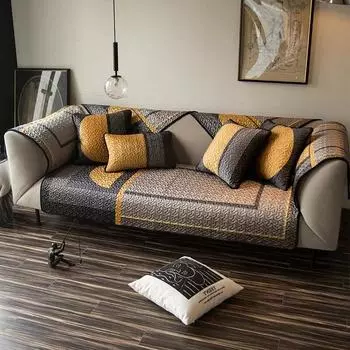 Высококачественный, роскошный модный диванный коврик, всесезонный универсальный противоскользящий чехол для кушетки, простой тканевый черный коврик со звездным небом 70x70cm