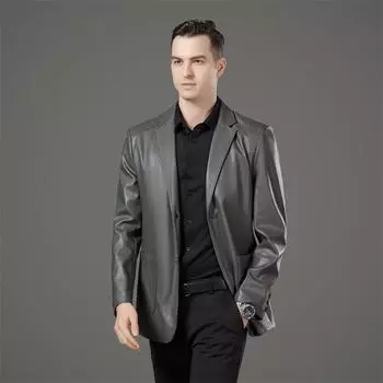Высококачественные мужские куртки из натуральной кожи на весну и осень. Новые высококачественные повседневные деловые пиджаки из овчины. M