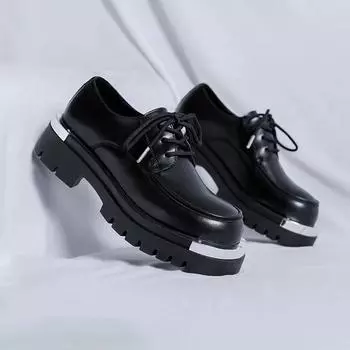 High-end Men s Leather Shoes British Style Platform Business Shoes Outdoor Work Formal Shoes for Men Casual Formal Oxford Shoe 38 чёрный