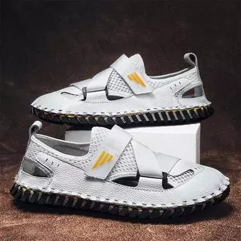 High-end men s shoes summer breathable mesh men s sandals sports bag head beach shoes 38 белый