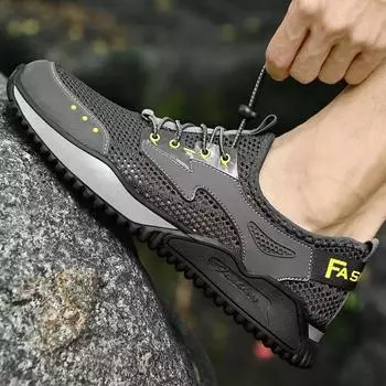 High-end men s shoes summer breathable mesh shoes soft-soled travel sports and leisure shoes 38 чёрный