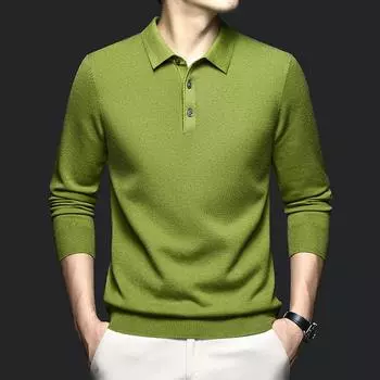 High-end Men s Sweater Long Sleeve Lapels Leisure Business Joker Solid Color Sweater Men M