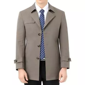 High-end Men s Windbreaker Mid-length Autumn New Style Young and Middle-aged Business Casual Suit Collar Daddy Large Size Jacket 170