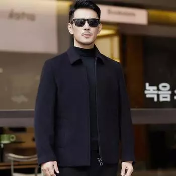 Высококачественная мужская шерстяная куртка осень-зима, новая деловая повседневная куртка с лацканами для деловых людей, теплая куртка из чистой шерсти 170