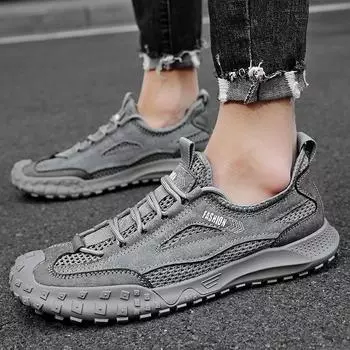 Высококачественные сетчатые кроссовки с плетением из мух, мужская дышащая обувь для активного отдыха 38 песочный