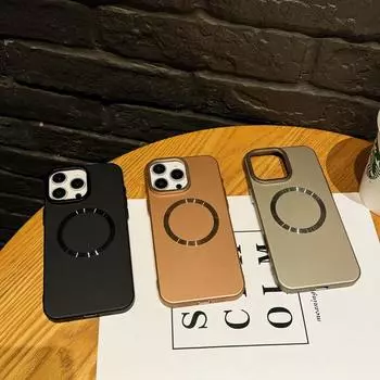 High End Minimalist Fuel Injection Lens Bracket Phone Case for iPhone 16 Plus 15 14 Pro Max Shockproof Pc Hard Magnetic Cover iPhone 16 чёрный