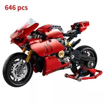 High-end motorcycle building block suit motorcycle model suit adult, luxury motorcycle DIY collection with movable wheels