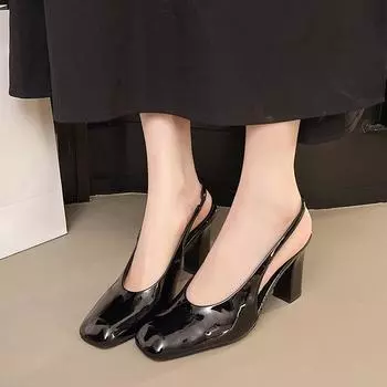 High-end quality 2025 early spring high heels women s head empty single shoes patent leather sexy temperament sandals women s shoes 35