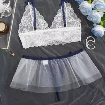 Высококачественный взрывной сексуальный горячий комплект нижнего белья из двух предметов, перспективный бюстгальтер и юбка S