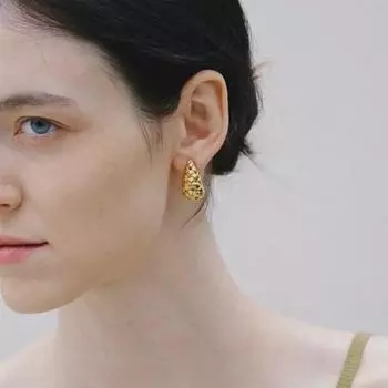 High-End Retro Egg-Shaped Pine Nut Earrings: European & American Exaggerated Style with Light Luxury Niche Ethnic Flair.