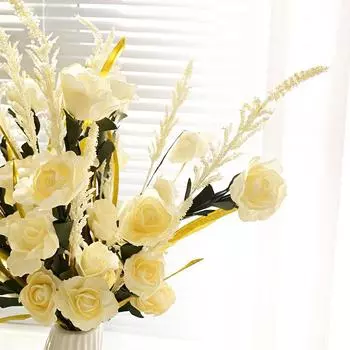 High-End Simulation 4-Head Foam Grain Ear Pe Rose Home Decoration Living Room Ornament Flower Arrangement Wedding Prop Flower Arrangement