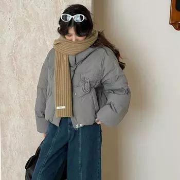 High-end small down jacket women s short 2024 winter fashion design round buckle thickened bread jacket S