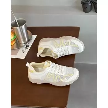 High-end soft-soled small casual shoes summer new versatile fashion mesh women s shoes 35 лимонно-желтый