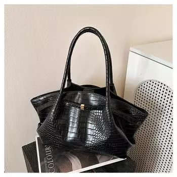 High-end stone pattern wing bag new niche design trendy fashion shoulder bag versatile women s bag чёрный