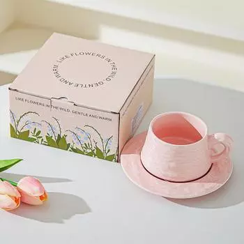 High end Stone patterned Ceramic Coffee Cups and Saucers for Office High Value Light Luxury Coffee Cups for Couples Breakfast Cup Souvenirs 201-300ml