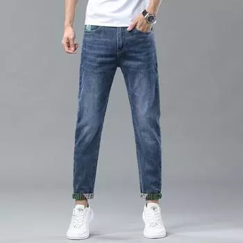 Высококачественные эластичные джинсы, мужские тонкие мужские длинные брюки с принтом, супер мягкие джинсы, модные мужские джинсы, новинка 28